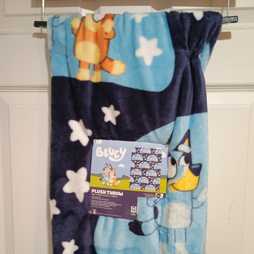 NEW Nickelodeon Bluey & Bingo Plush Throw - Blue and Orange 50X60 - Picture 2 of 4